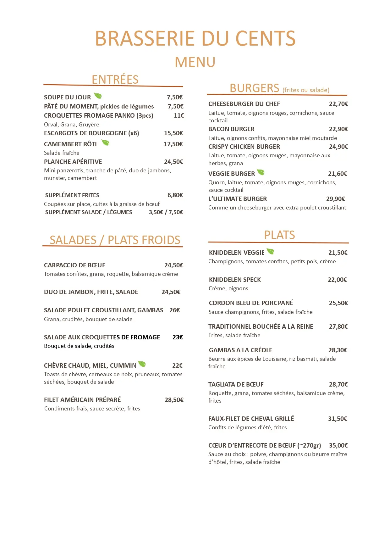 Menu de l'été
